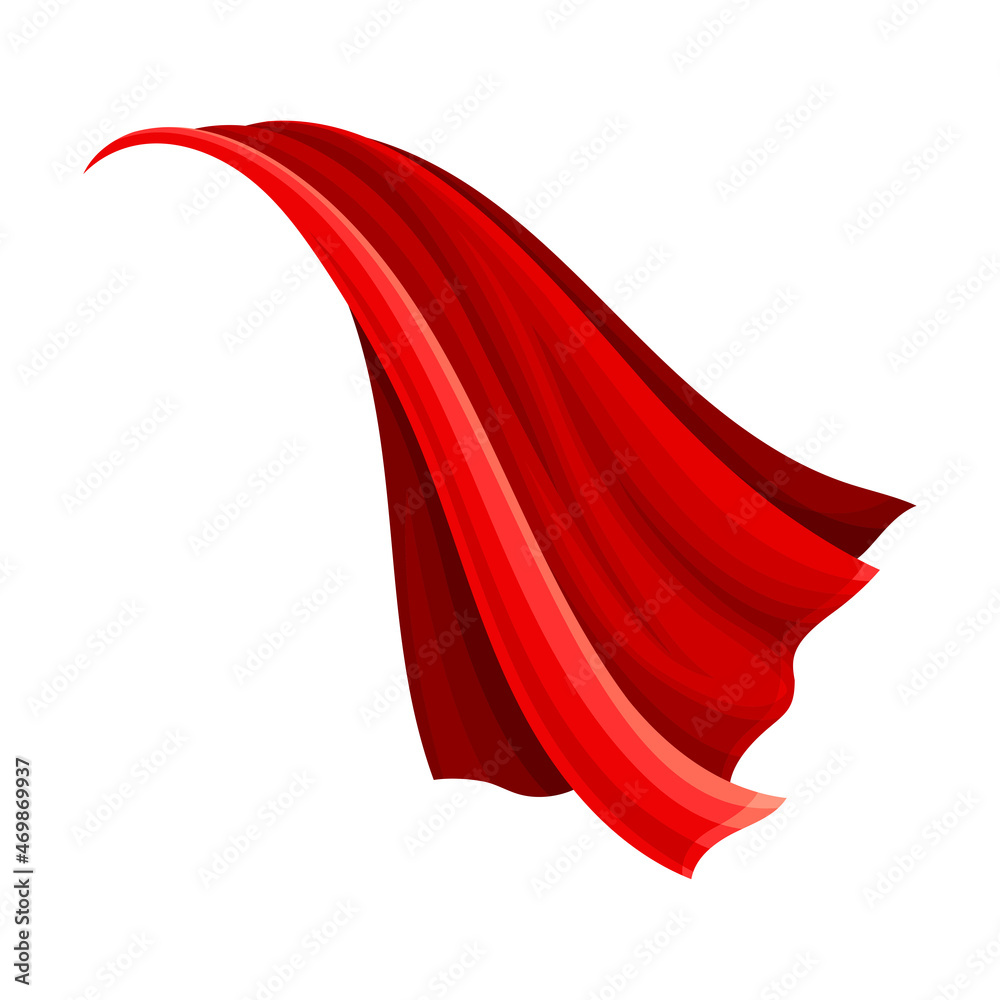 Canvas Prints Red Cloak or Cape as Loose Silk Garment Worn Over Clothing Vector Illustration