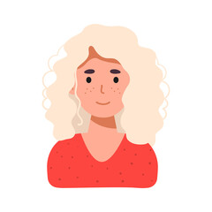 The girl smiles. Office worker. The woman with white hair. Office manager, designer, entrepreneur blonde. Vector illustration. flat avatar