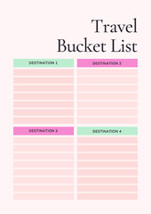 Pink Feminine Travel Bucket List Planner