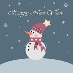 a postcard with a snowman happy new year