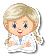 Scientist girl cartoon character sticker