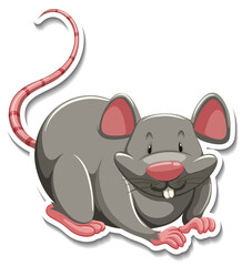 Grey mouse cartoon character sticker
