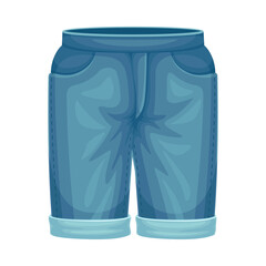 Pair of Blue Denim Shorts as Neat and Clean Clothing Vector Illustration