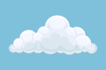 Blue sky with white cloud. Abstract cumulus cloud cartoon vector illustration
