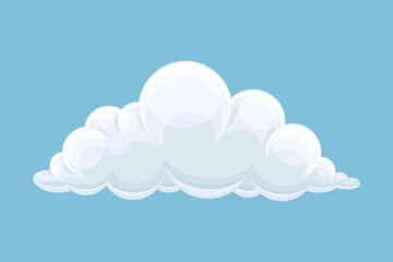 Blue sky with white fluffy cumulus cloud cartoon vector illustration
