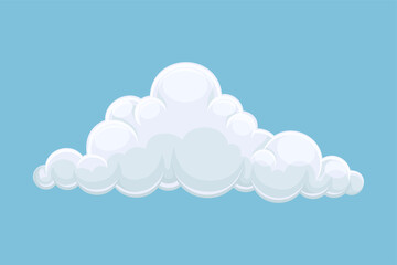 White fluffy abstract cumulus cloud cartoon vector illustration