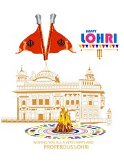 Happy Lohri holiday background for Punjabi festival of india.