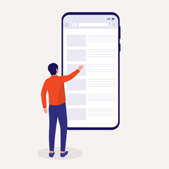 Man Browsing Internet With His Smartphone.