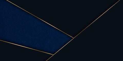 Abstract blue and gold geometric shape with luxury concept background