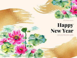 Lotus watercolor illustration Design for yoga banner, Luxury cover design and invitation, invite, banner, Natural product