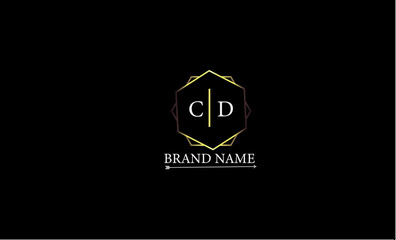 CD is a very luxury logo with a stylish design and golden color with black background.