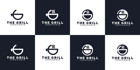 minimalist grill logo collection,logo reference