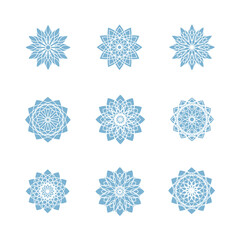 Set of abstract geometric ornaments. Mandala. Decorative symbols. 