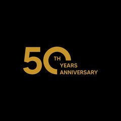 Obraz premium 50th anniversary logo with gold color text on black background. vector - template - illustration