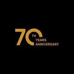 70th anniversary logo with gold color text on black background. vector - template - illustration