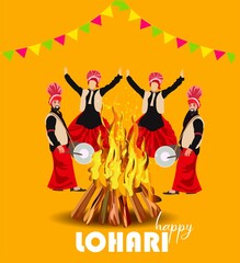 Fototapeta na wymiar Happy Lohri holiday background for Punjabi festival of india.