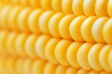 Macro shot of raw yellow corn cob.