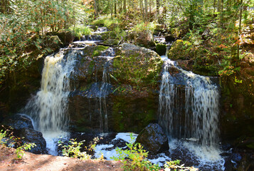 the scenic now and then falls in amnicon falls state park in autumn in south range, northern...