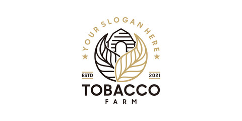 vintage tobacco farm logo with line art style, logo reference