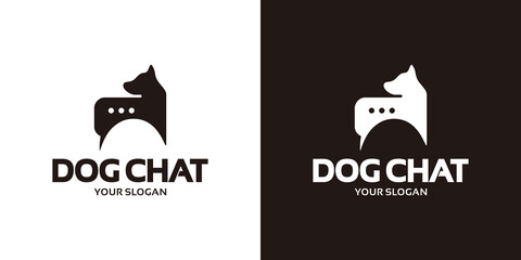 logo dog chat, with bubble chat and dog concept