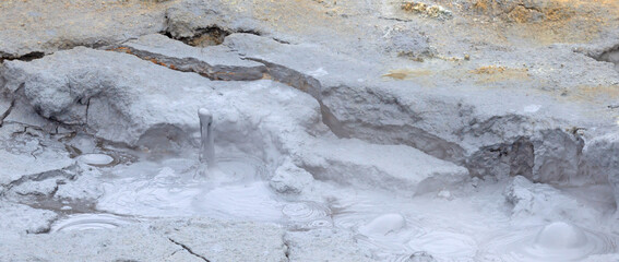 Boiling mudpool in Hverir, Namafjall in northern Iceland