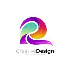 Abstract symbol R logo with colorful design template