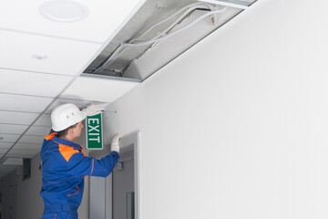 the master of emergency evacuation exits maintenance, repairs the warning system, there is a place for the inscription