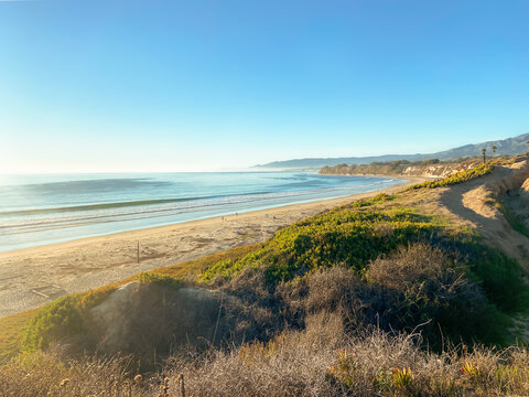Elwood Bluff Sunset View | Elevated view of the Pacific Ocean at sunset, from the bluffs at Elwood 