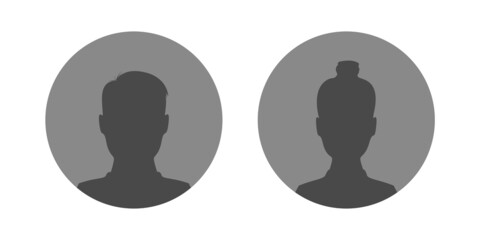 Avatar silhouette man and woman anonymous icon. Male and female profile unknown picture illustration.
