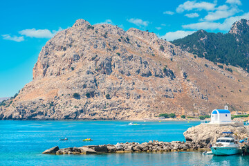 Rocky coast near Kolymbia. Rhodes, Greece
