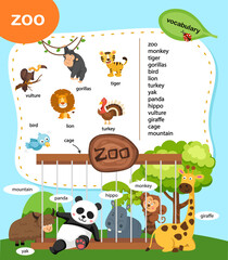 education vocabulary zoo vector illustration