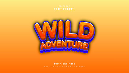 Editable Text Effect. 3D Text Effect Template.Wild Adventure Style