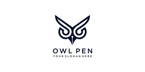 Simple modern owl pen logo Premium Vector