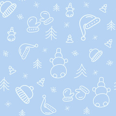 Seamless winter pattern with christmas elements