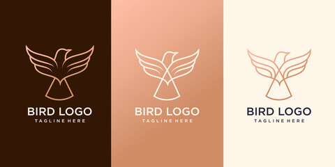 Fototapeta na wymiar set of creative bird line logo Premium Vector