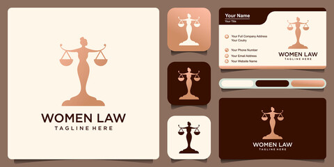 Lady Lawyer logo. Justice design template.