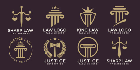 Law Firm Logo Set. elegant law and attorney firm vector logo design