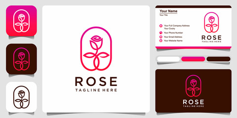 Roses line art style. flower luxury beauty salon, fashion, skincare, cosmetic, and spa products.logo design template