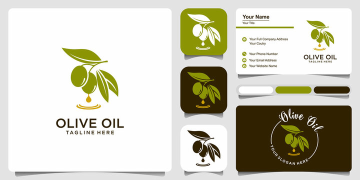 olive oil with business card .logo design template