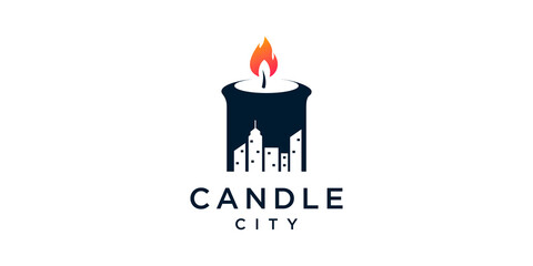 City Candle Logo Template Design Vector