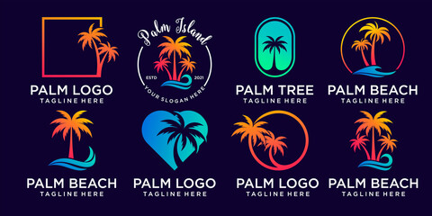 Fototapeta na wymiar Palm logo collection with creative element concept premium vector Premium Vector