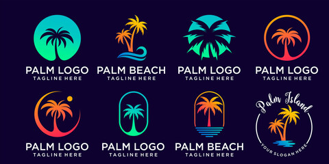 palm tree logo vector icon illustration