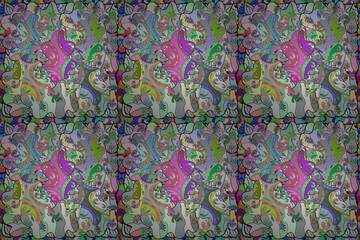 seamless raster pano with colorful curls doodles