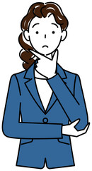 解決策を考えているスーツ姿の可愛いい女性 イラスト ベクター