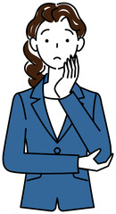 解決策を考えているスーツ姿の可愛いい女性 イラスト ベクター