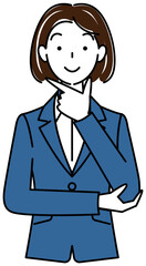 前向きに解決策を考えているスーツ姿の可愛いい女性 イラスト ベクター
Cute woman in a suit positive thinking of a solution illustration vector