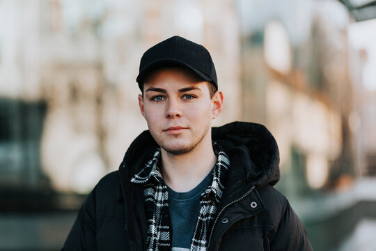 Young man looking at camera
