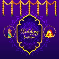 Indian wedding elements Vector Art, wedding  Invitation
