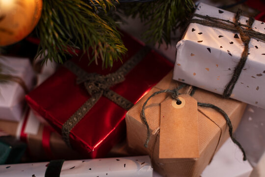 Christmas present with gift tag