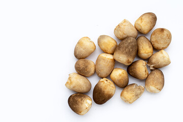 Obraz premium Straw mushroom on white background.